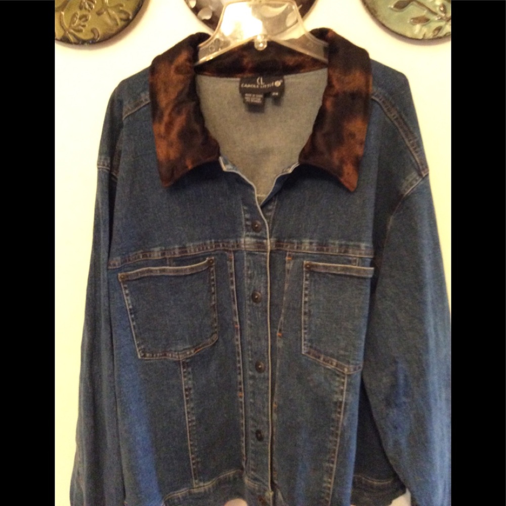 Carole Little Leopard Collar Designer Jean Jacket - Picture 7 of 7